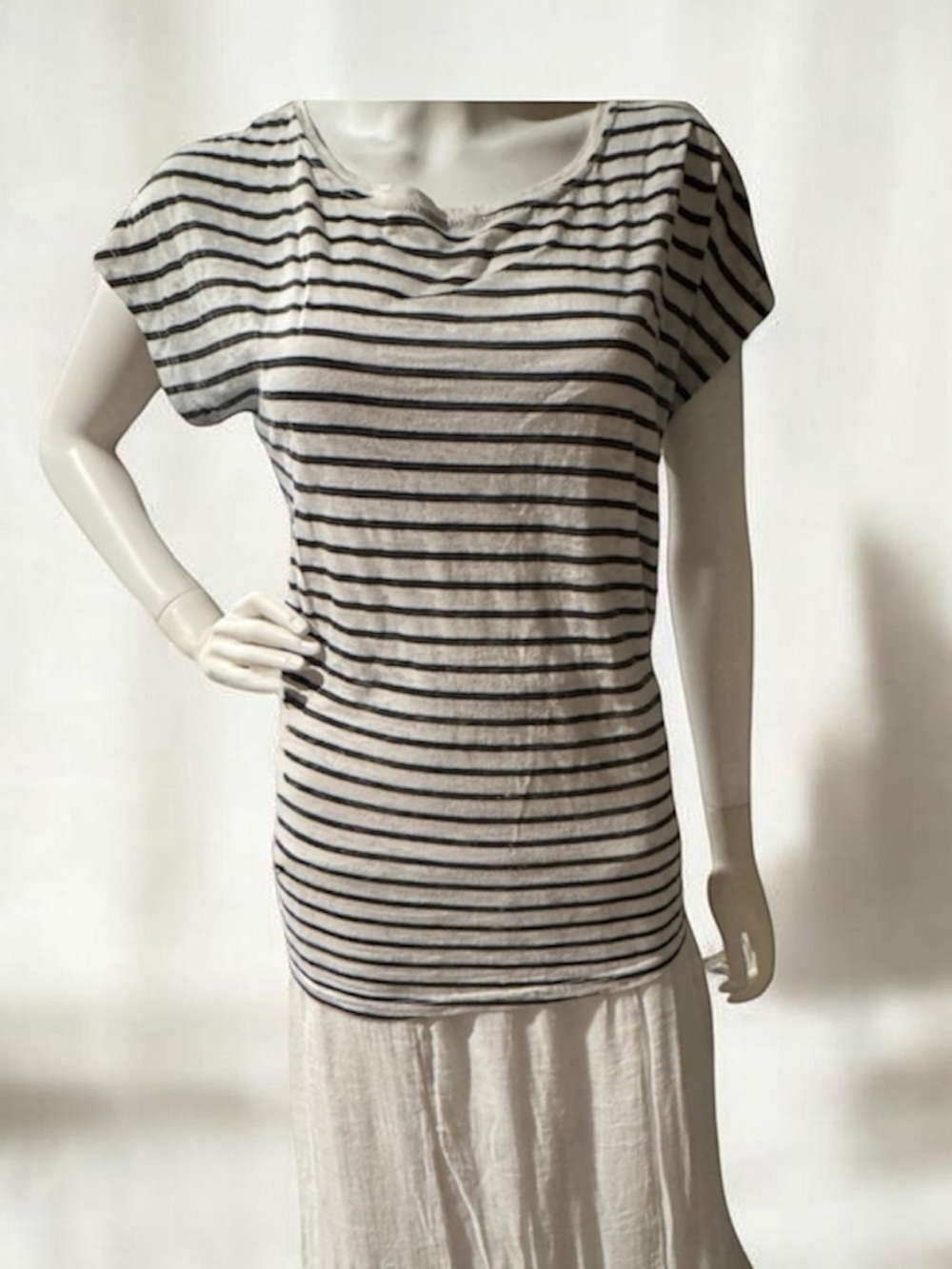 Billabong Striped Short Sleeve Scoop Neck Tee Shirt Size L